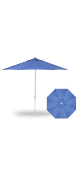 9' Push Button Tilt Umbrella -  White / Blue Sky